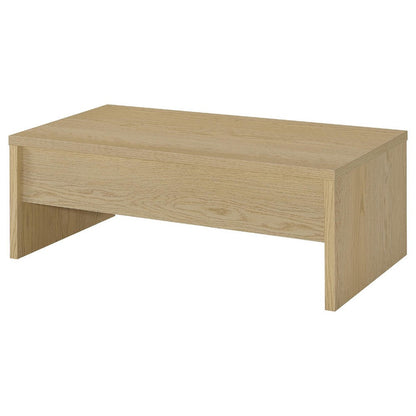 Benjara Kerra Lift-Top Coffee Table, Hidden Storage, Light Oak Wood 47 Inch