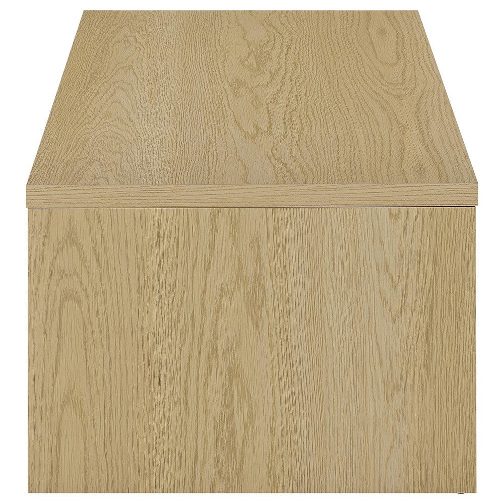 Benjara Kerra Lift-Top Coffee Table, Hidden Storage, Light Oak Wood 47 Inch