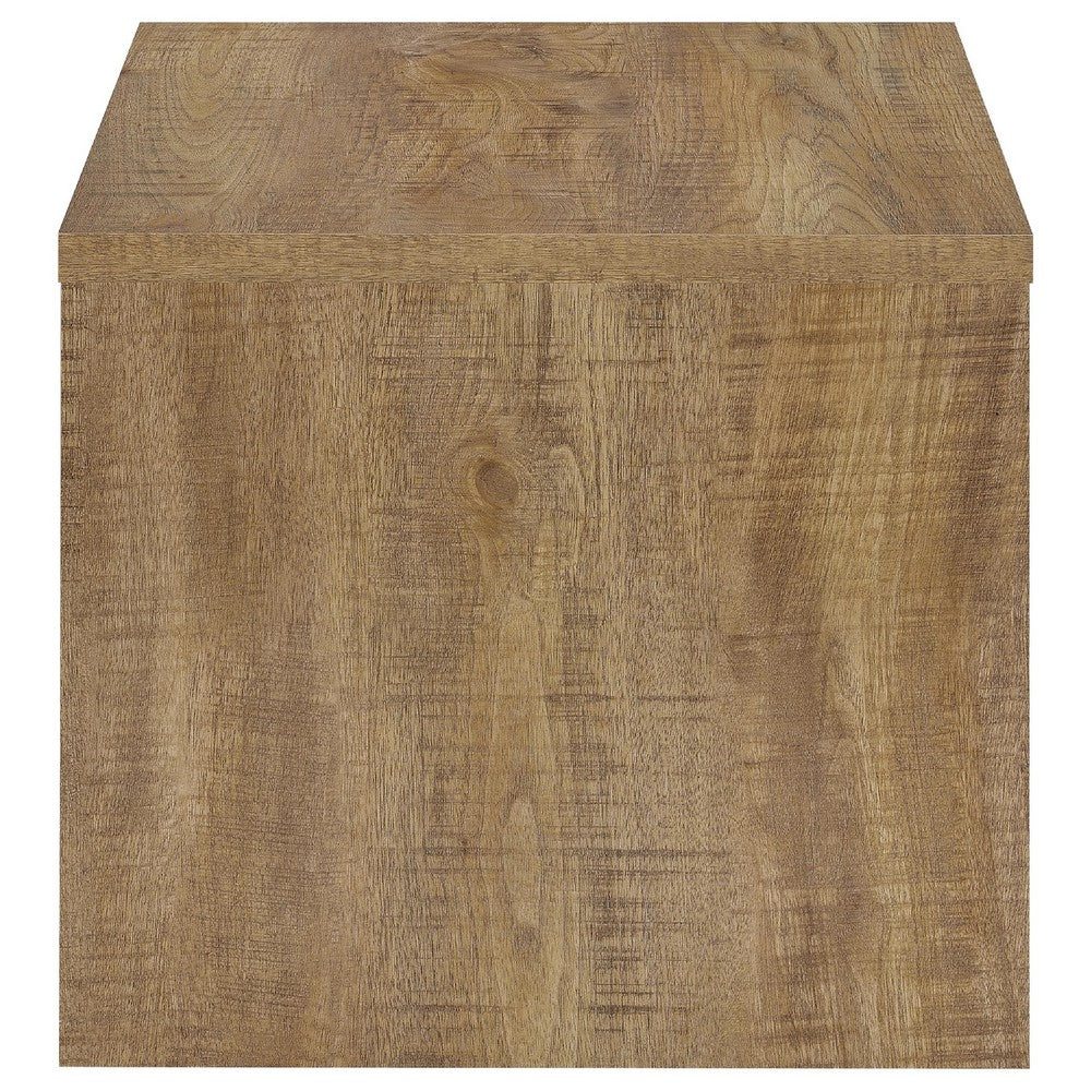 Benjara Kerra Square Accent Side End Table, U-Shape Frame, Brown Wood 24 Inch