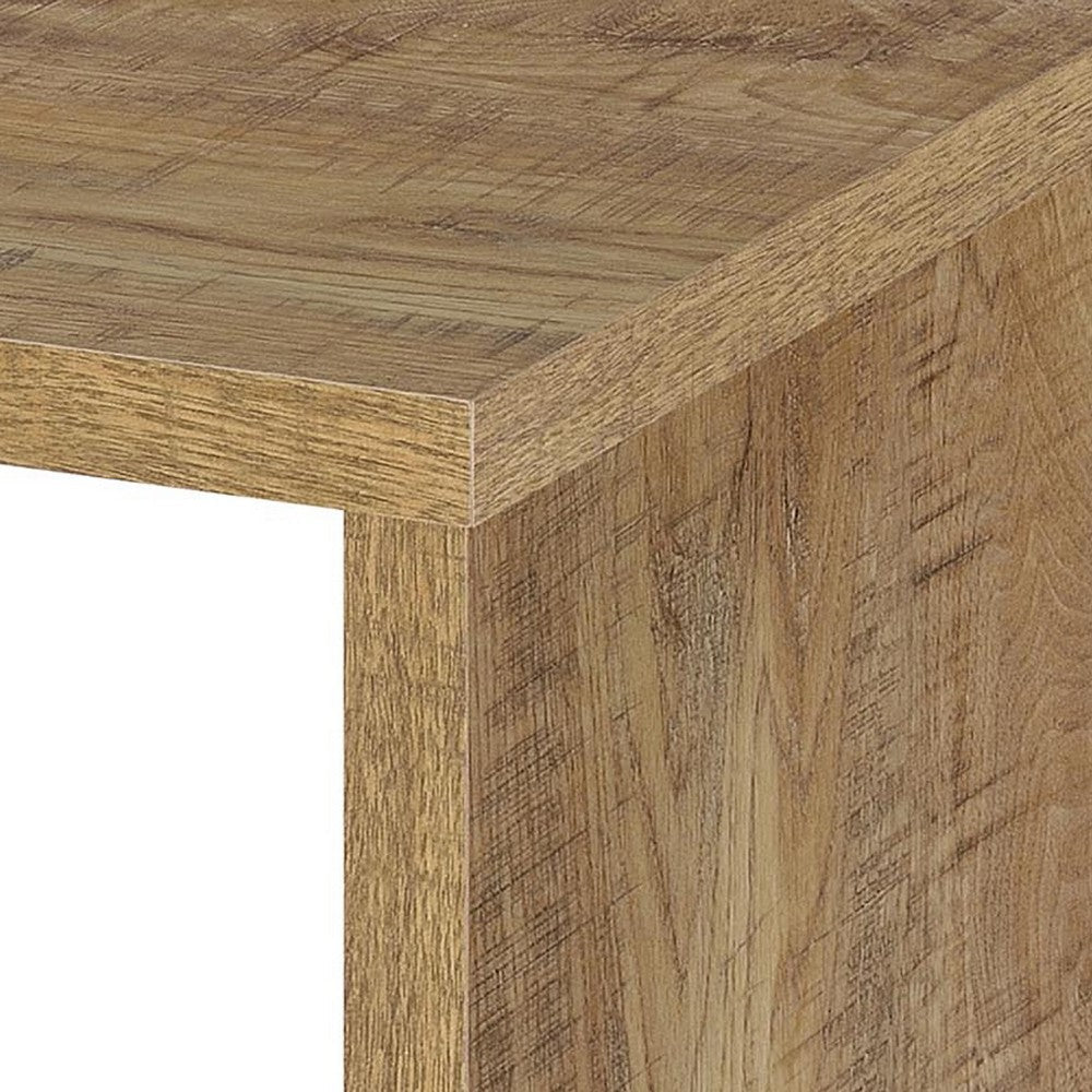 Benjara Kerra Square Accent Side End Table, U-Shape Frame, Brown Wood 24 Inch