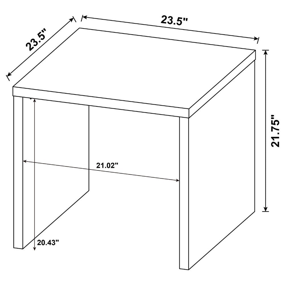 Benjara Kerra Square Accent Side End Table, U-Shape Frame, Brown Wood 24 Inch