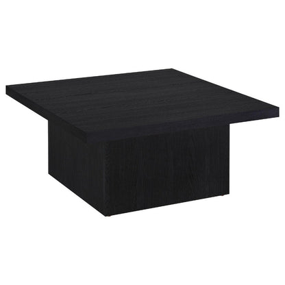 Benjara Darla Square Cocktail Coffee Table, Pedestal Base, Black Wood 36 Inch