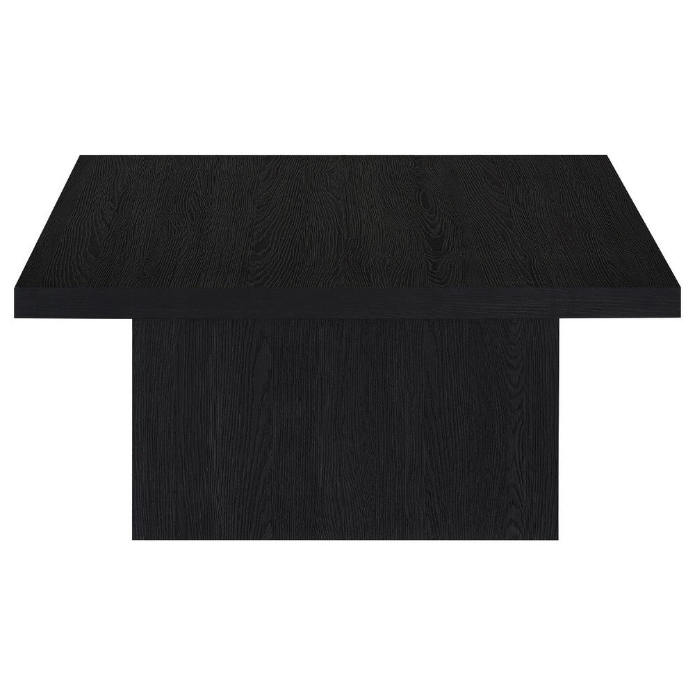 Benjara Darla Square Cocktail Coffee Table, Pedestal Base, Black Wood 36 Inch