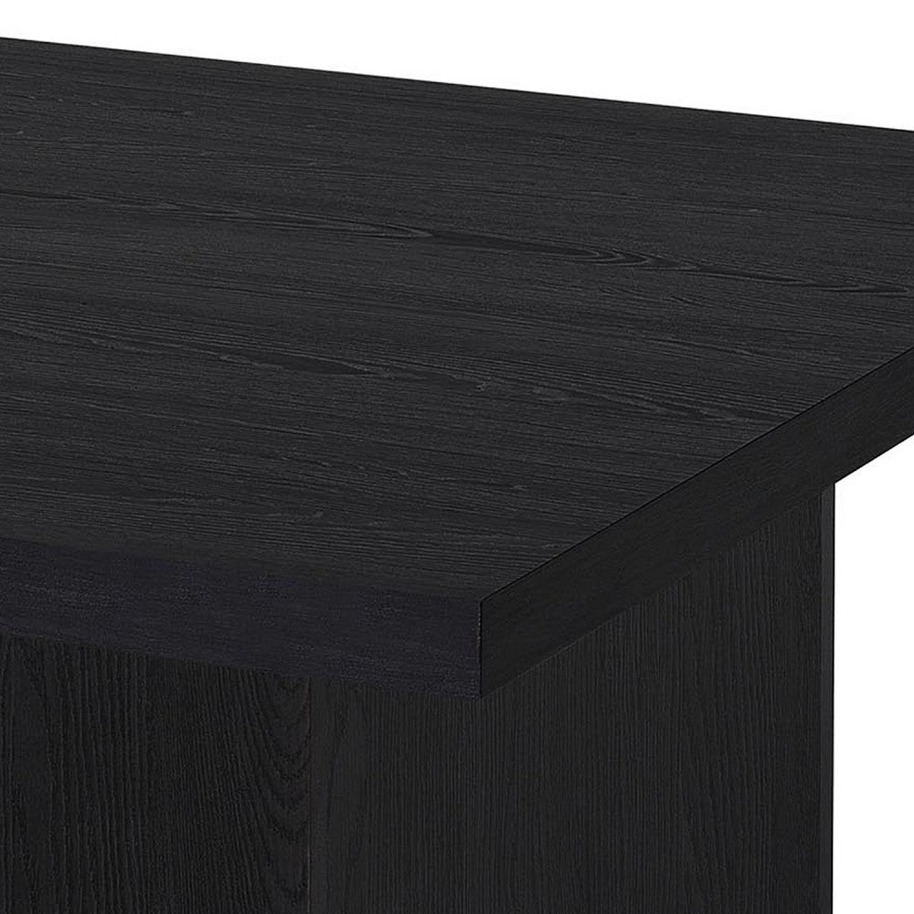 Benjara Darla Square Cocktail Coffee Table, Pedestal Base, Black Wood 36 Inch