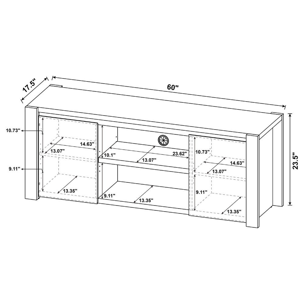 Benjara Laury TV Stand Media Console with Open Shelves, Light Oak Wood 60 Inch