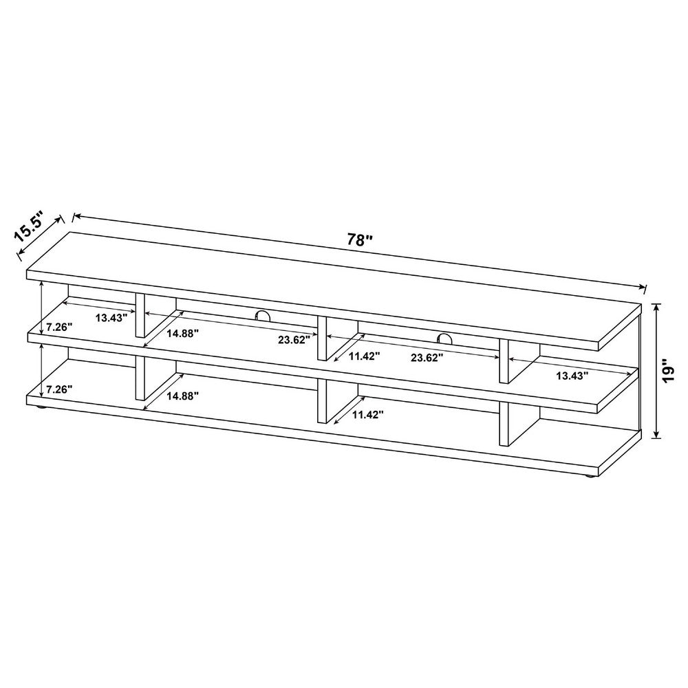 Benjara Carie TV Stand Media Console, 2-Tier Open Shelves, Mango Finish Wood
