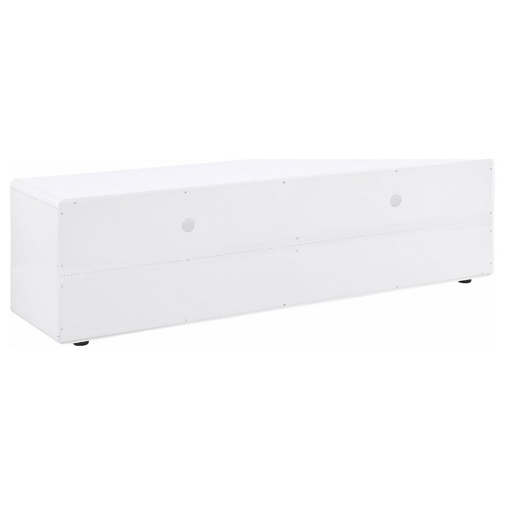 Benjara Siena TV Stand Media Console with 2 Drawers, White Gloss Wood 71 Inch