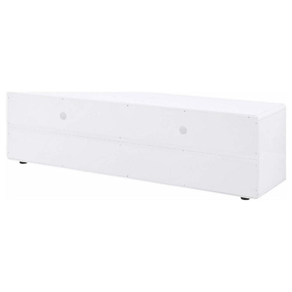 Benjara Siena TV Stand Media Console with 2 Drawers, White Gloss Wood 71 Inch