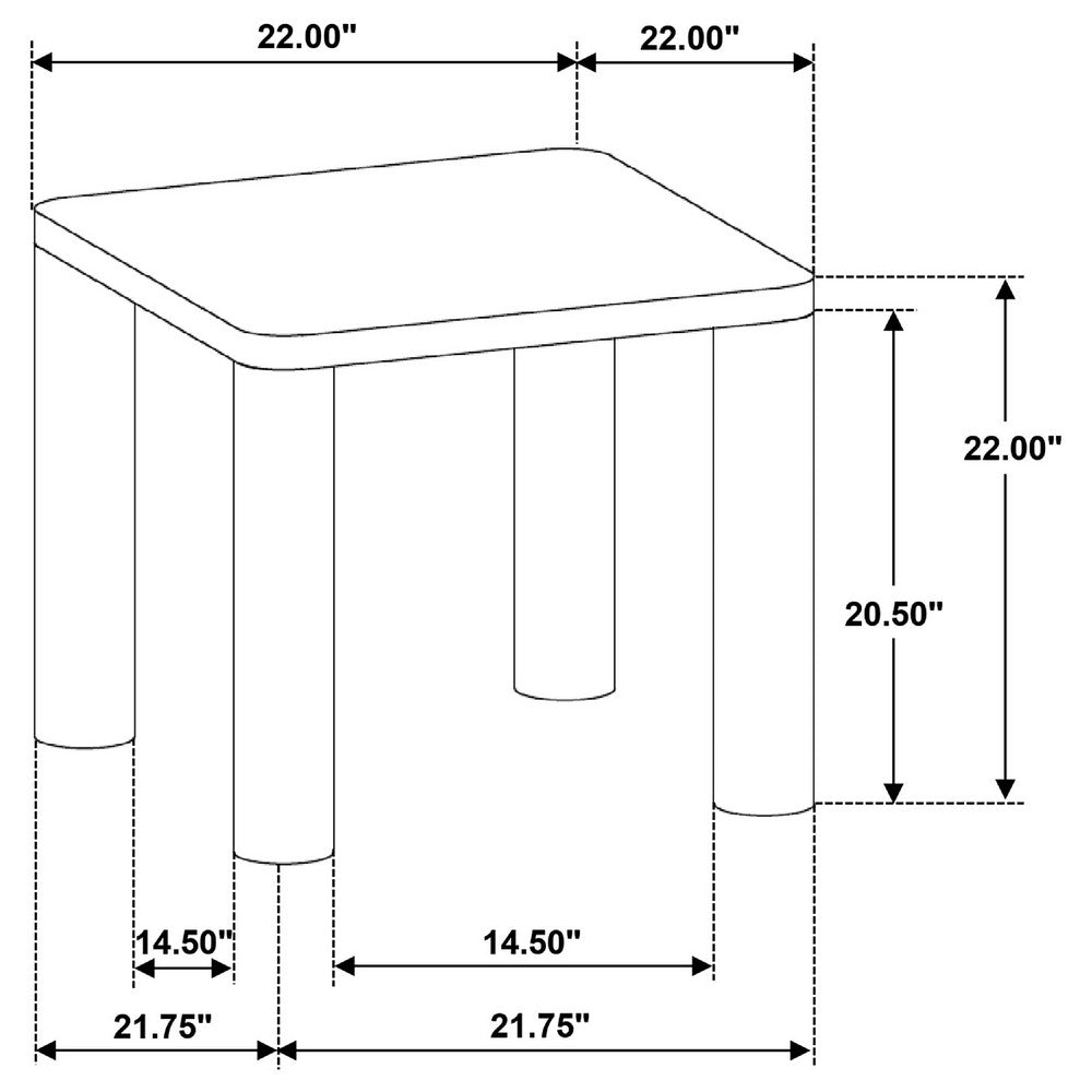Benjara Givy Square Accent Side End Table, Pillar-Style Legs, Brown Oak 22 Inch