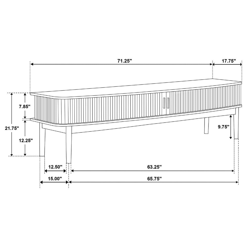 Benjara Elora TV Stand Media Console with Reeded Doors, Brown Wood 71 Inch