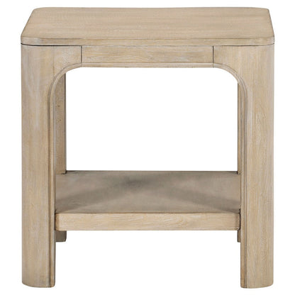 Benjara Pira Square Side-End Table, Open Shelf, Distressed Brown Wood 22 Inch