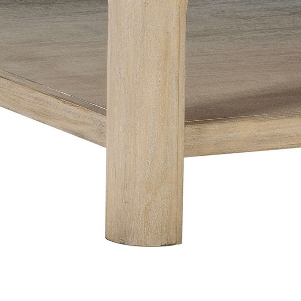 Benjara Pira Square Cocktail Coffee Table, Open Shelf, Distressed Brown 40 Inch