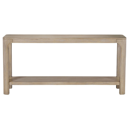 Benjara Pira Console Table with Open Shelf, Curved Legs, Brown Wood 64 Inch