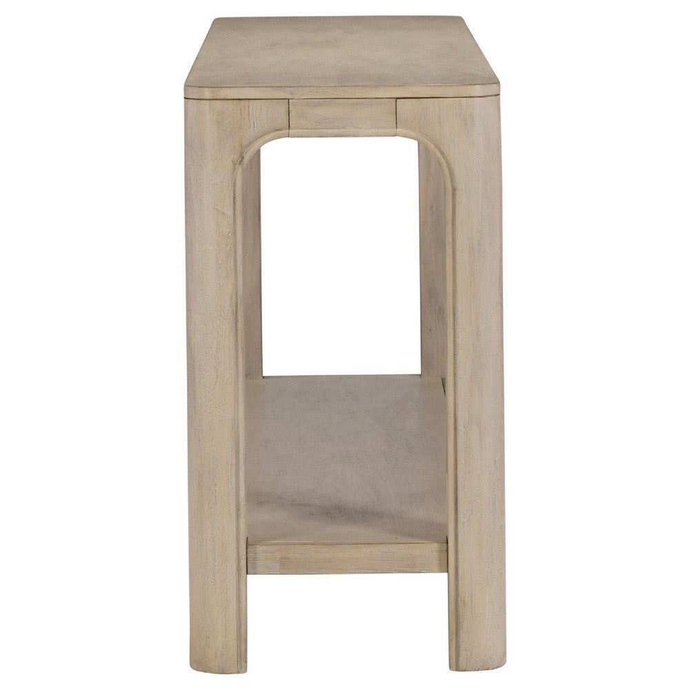 Benjara Pira Console Table with Open Shelf, Curved Legs, Brown Wood 64 Inch