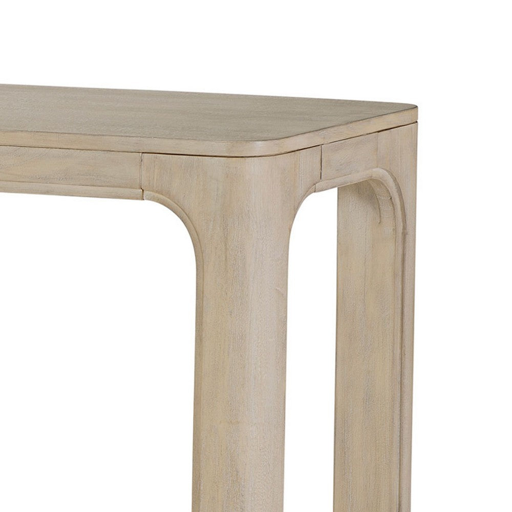 Benjara Pira Console Table with Open Shelf, Curved Legs, Brown Wood 64 Inch