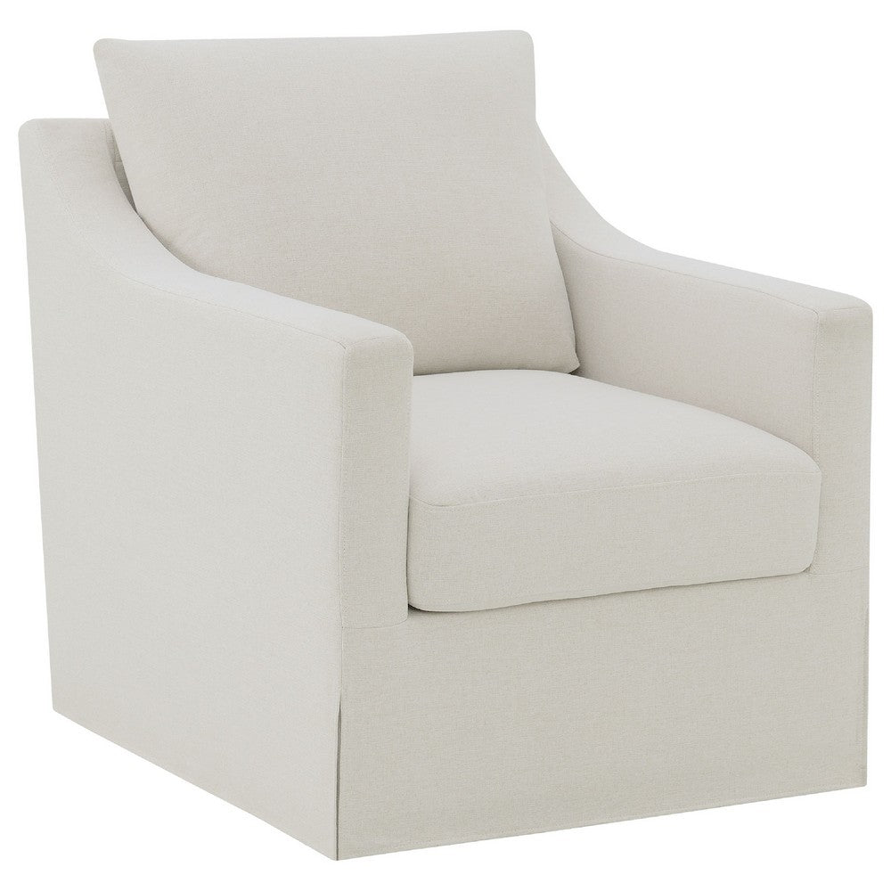 Benjara Jira Swivel Accent Sofa Chair with Sloped Arms, Beige Upholstery