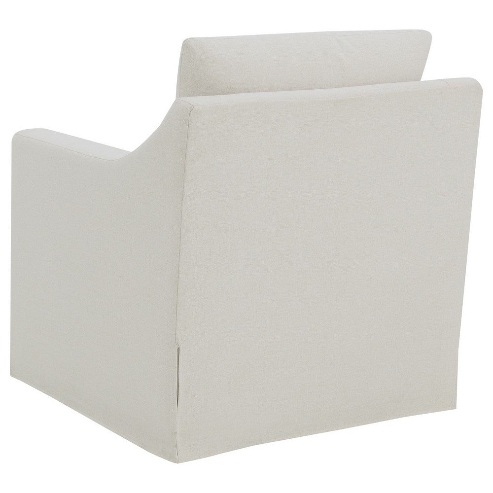 Benjara Jira Swivel Accent Sofa Chair with Sloped Arms, Beige Upholstery
