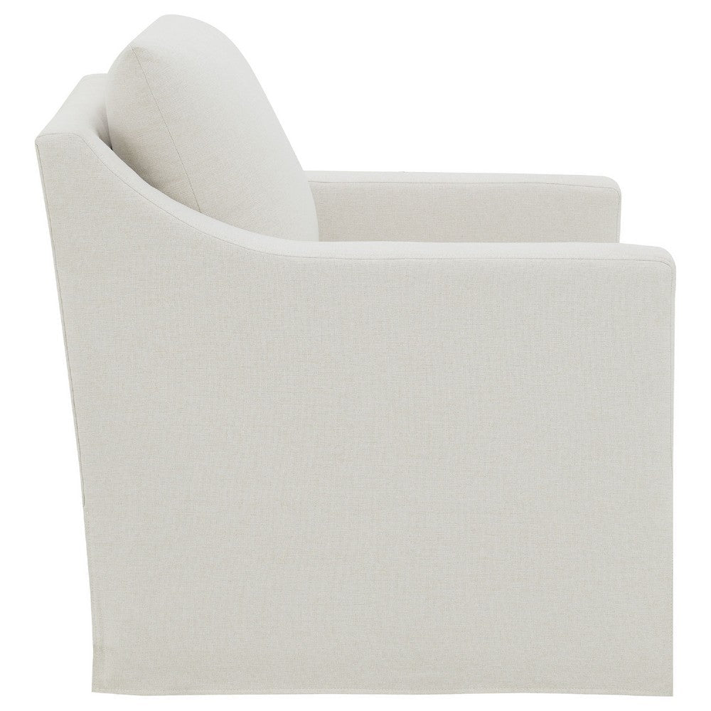 Benjara Jira Swivel Accent Sofa Chair with Sloped Arms, Beige Upholstery