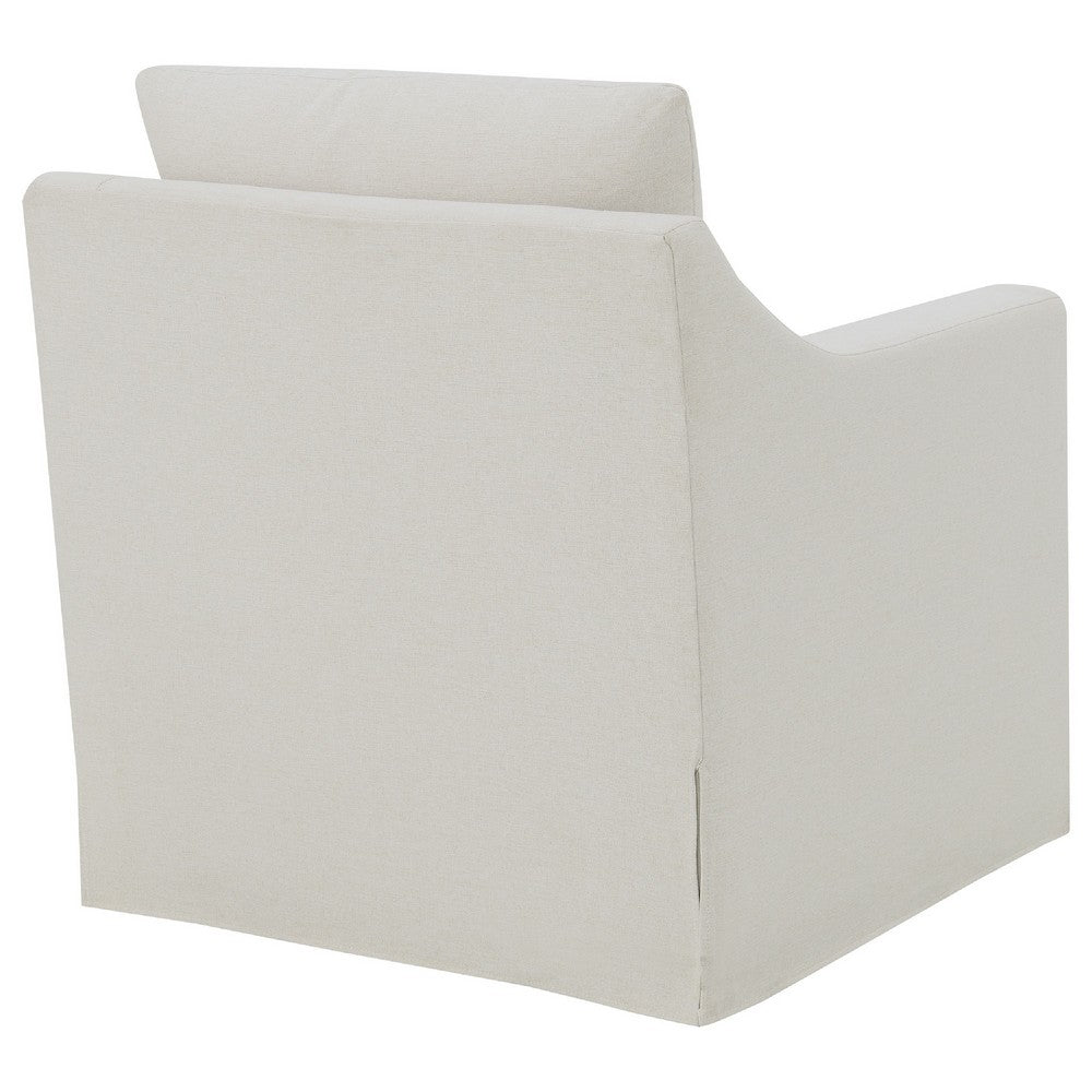 Benjara Jira Swivel Accent Sofa Chair with Sloped Arms, Beige Upholstery