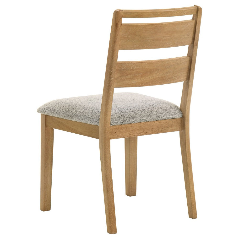 Benjara Brion Ladderback Dining Chair, Set of 2, Boucle Fabric, Wash Oak Wood