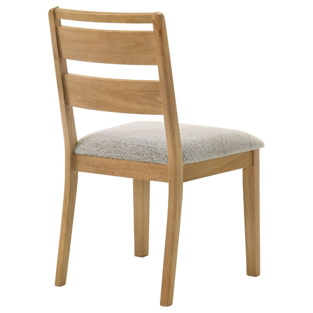 Benjara Brion Ladderback Dining Chair, Set of 2, Boucle Fabric, Wash Oak Wood