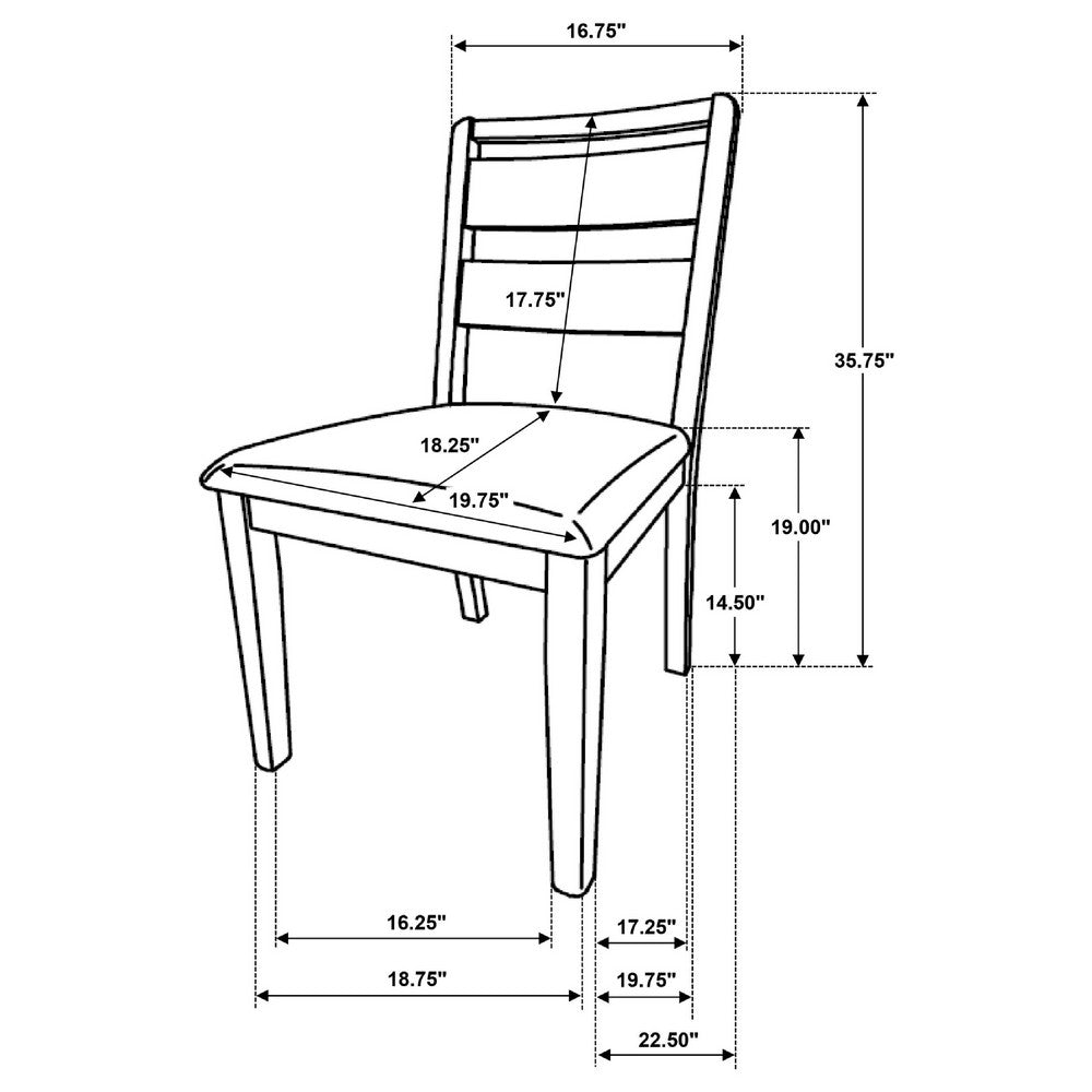 Benjara Brion Ladderback Dining Chair, Set of 2, Boucle Fabric, Wash Oak Wood