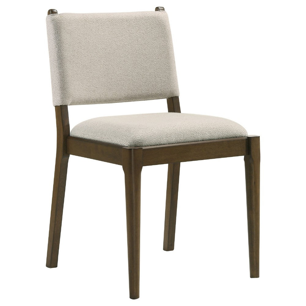 Benjara Clera Upholstered Dining Side Chair, Tie Details, Set of 2, Brown Wood