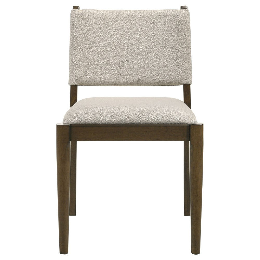Benjara Clera Upholstered Dining Side Chair, Tie Details, Set of 2, Brown Wood