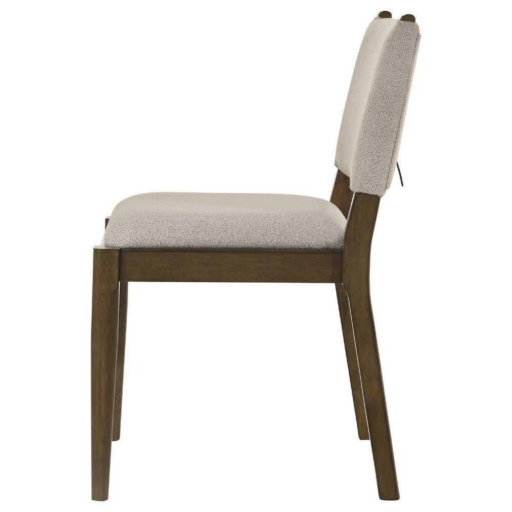 Benjara Clera Upholstered Dining Side Chair, Tie Details, Set of 2, Brown Wood