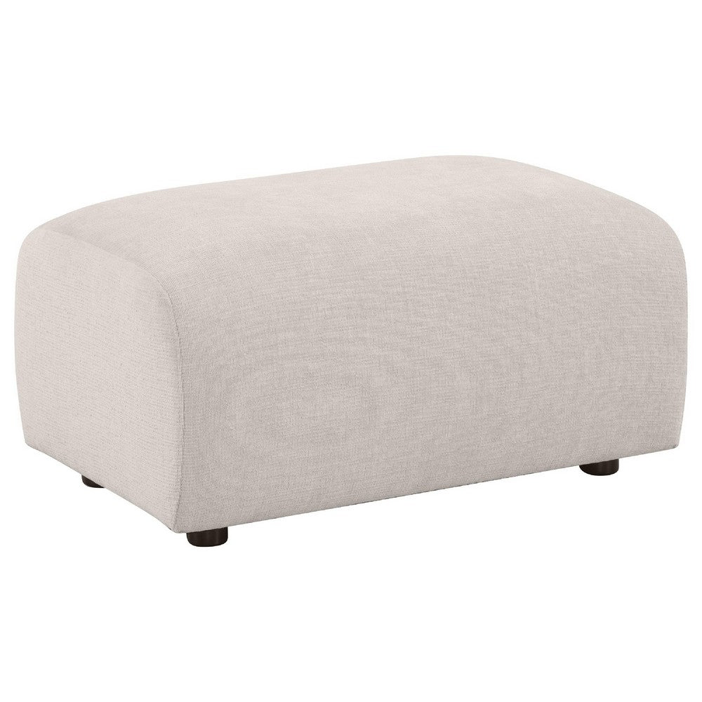 Benjara Becy Ottoman, Burnt Orange Chenille Upholstery, 33 Inch Curvy Frame