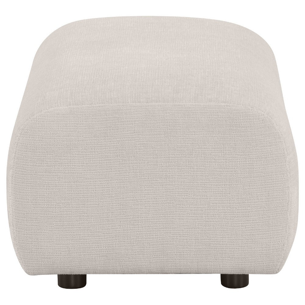 Benjara Becy Ottoman, Burnt Orange Chenille Upholstery, 33 Inch Curvy Frame