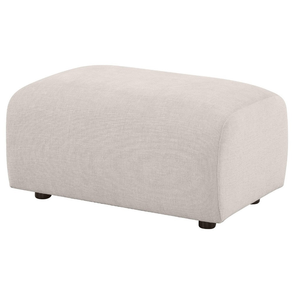 Benjara Becy Ottoman, Burnt Orange Chenille Upholstery, 33 Inch Curvy Frame