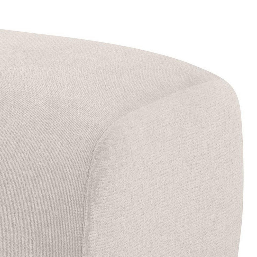 Benjara Becy Ottoman, Burnt Orange Chenille Upholstery, 33 Inch Curvy Frame