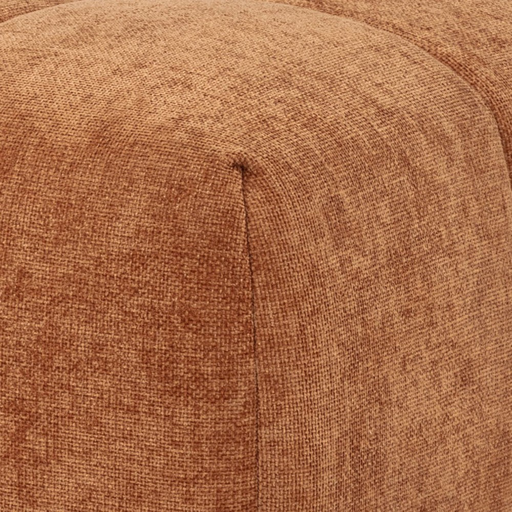 Benjara Hecy Ottoman, Grid Tufted, Plush Orange Upholstery, 39 Inch
