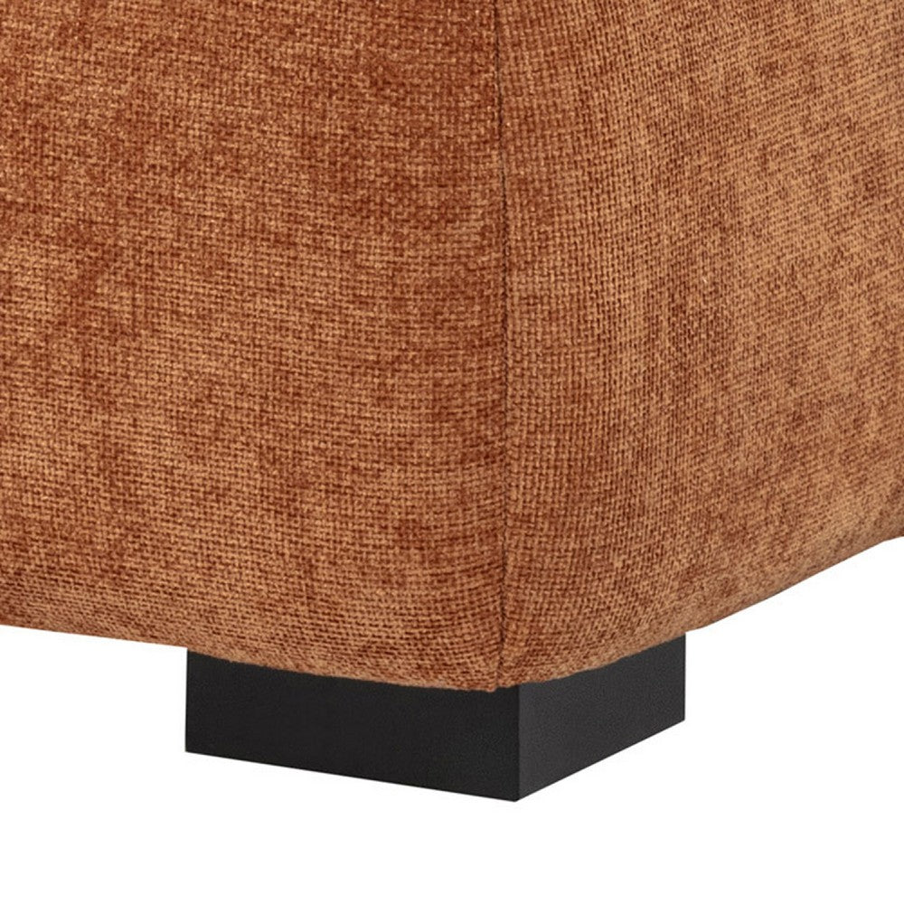 Benjara Hecy Ottoman, Grid Tufted, Plush Orange Upholstery, 39 Inch