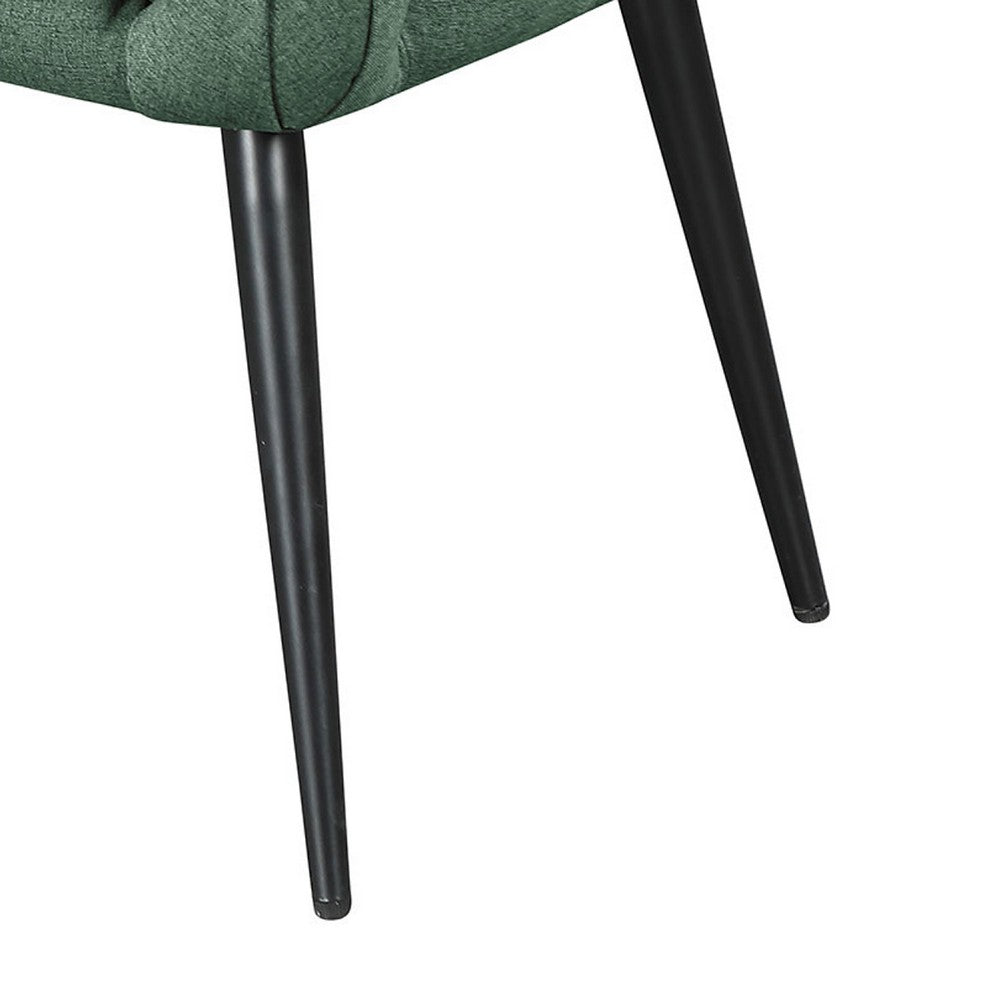 Benjara Lila Bench, Foam Seat, Tufted Teal Green Fabric, Black Legs 47 Inch