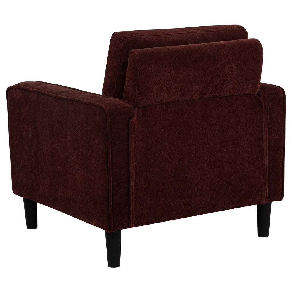Benjara Rumi Accent Club Chair, Track Arms, Foam Fill Rust Red Upholstery