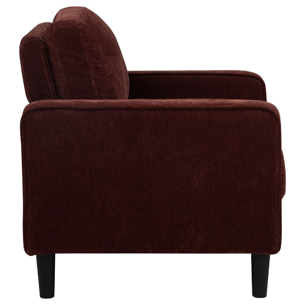Benjara Rumi Accent Club Chair, Track Arms, Foam Fill Rust Red Upholstery