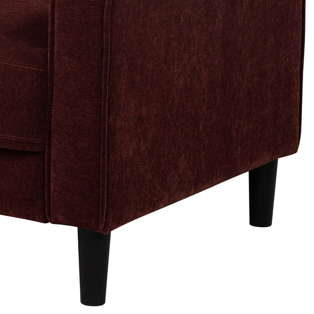 Benjara Rumi Accent Club Chair, Track Arms, Foam Fill Rust Red Upholstery