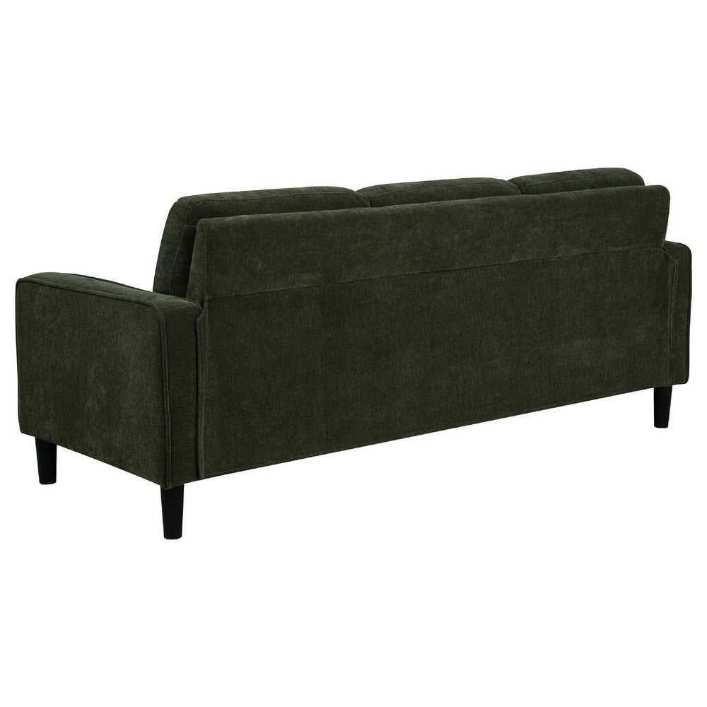 Benjara Rumi 3 Seater Sofa, Track Arms, Foam Fill Matcha Green Upholstery 77 Inch