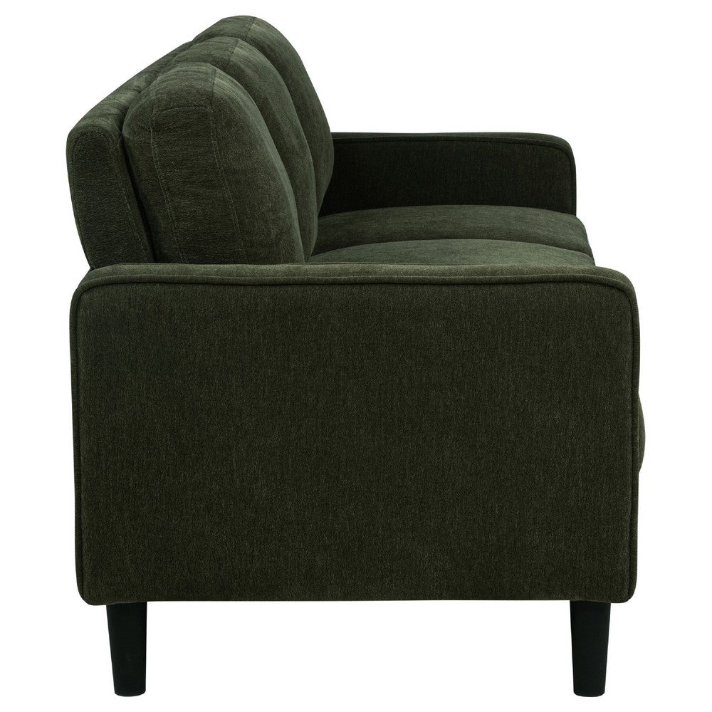 Benjara Rumi 3 Seater Sofa, Track Arms, Foam Fill Matcha Green Upholstery 77 Inch