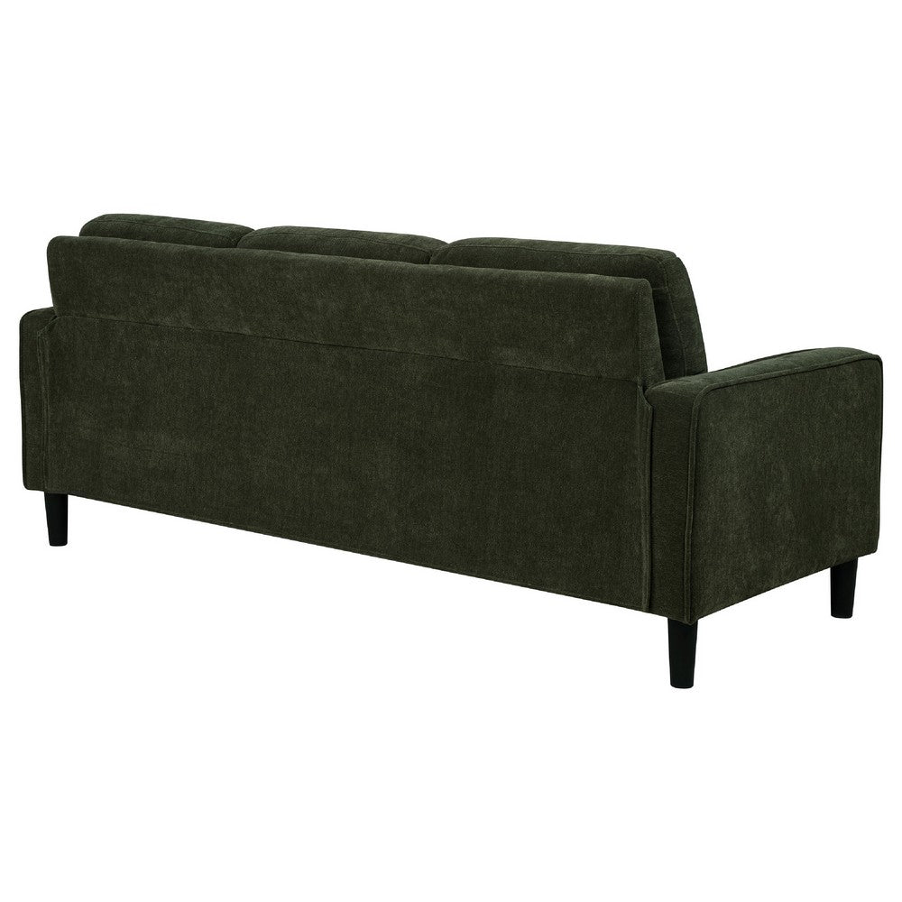 Benjara Rumi 3 Seater Sofa, Track Arms, Foam Fill Matcha Green Upholstery 77 Inch