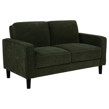 Benjara Rumi Loveseat, Track Arms w Piping, Foam Fill Matcha Green Upholstery 54 Inch