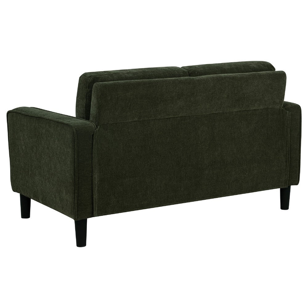 Benjara Rumi Loveseat, Track Arms w Piping, Foam Fill Matcha Green Upholstery 54 Inch