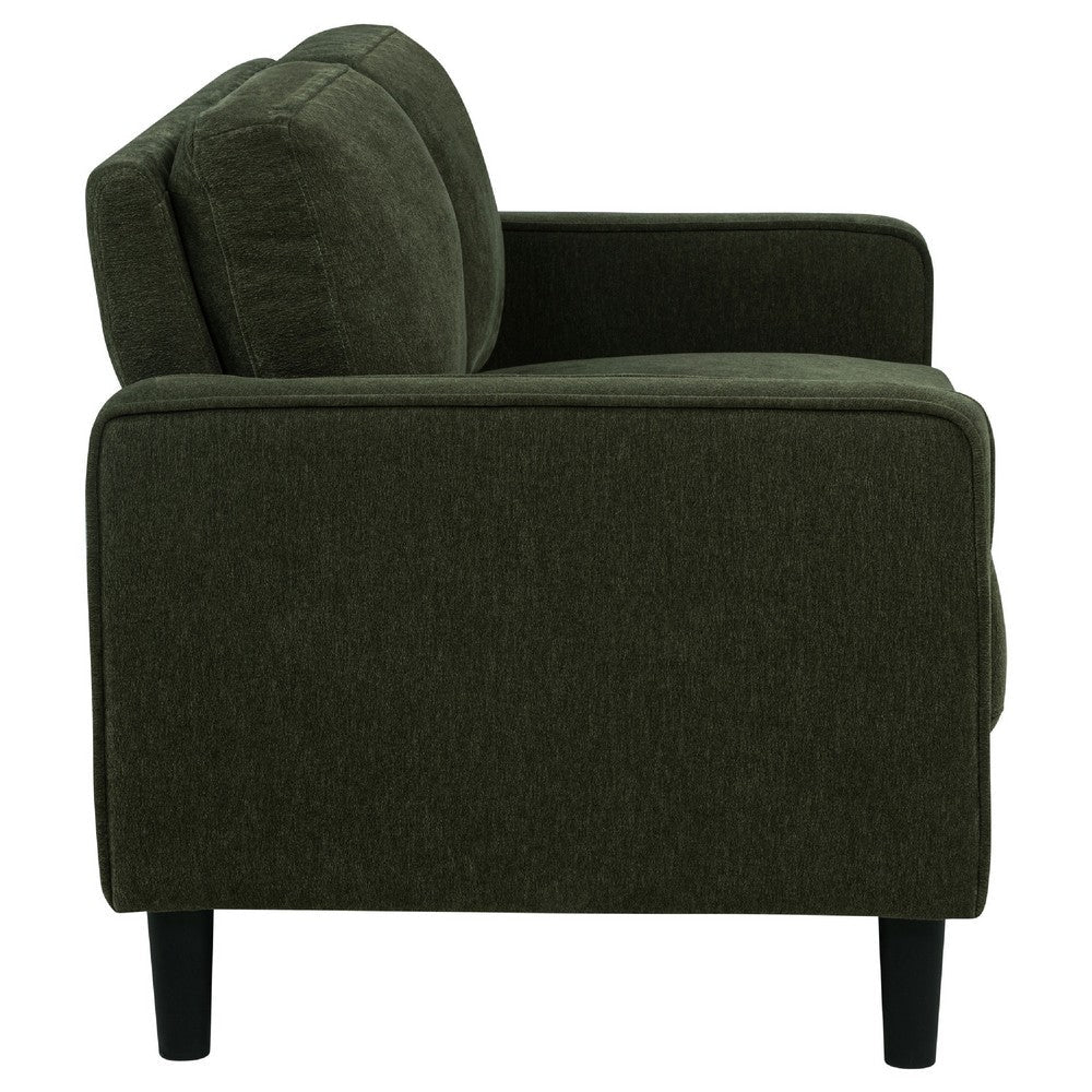 Benjara Rumi Loveseat, Track Arms w Piping, Foam Fill Matcha Green Upholstery 54 Inch