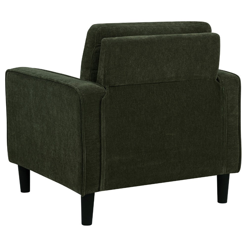 Benjara Rumi Accent Club Chair, Track Arms, Foam Fill Matcha Green Upholstery