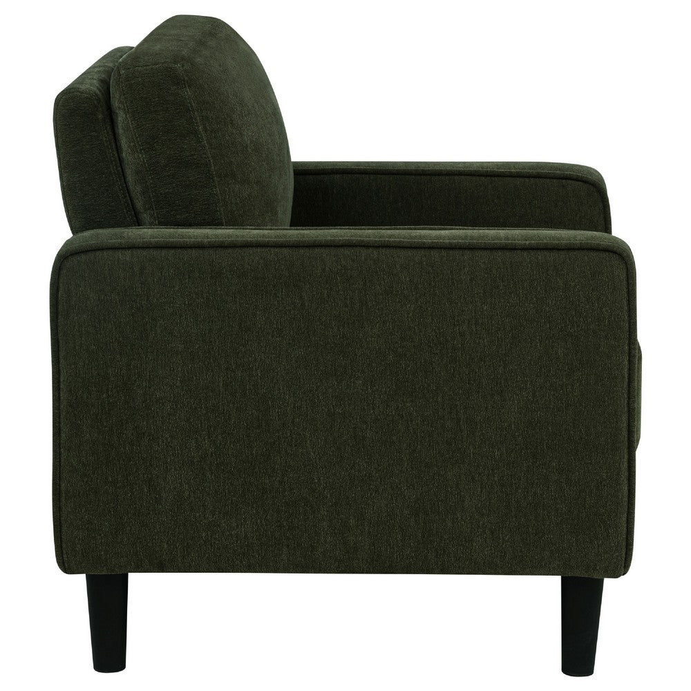 Benjara Rumi Accent Club Chair, Track Arms, Foam Fill Matcha Green Upholstery
