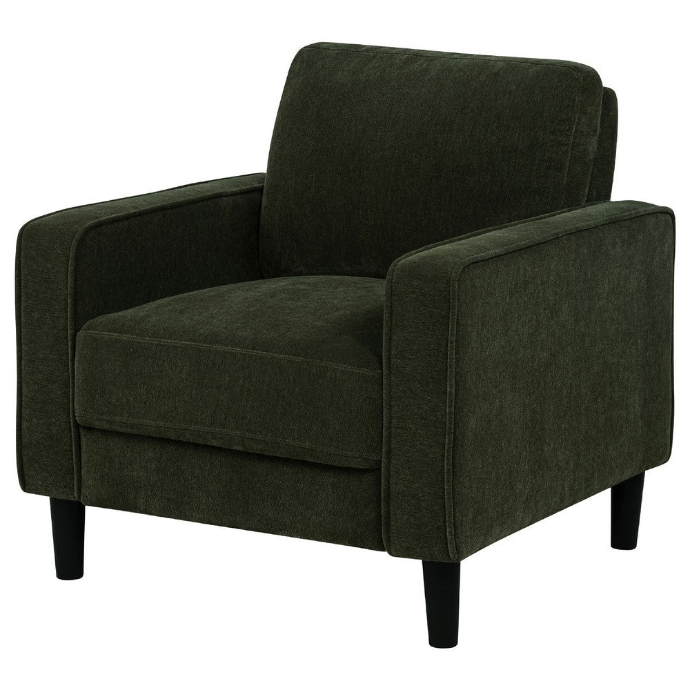 Benjara Rumi Accent Club Chair, Track Arms, Foam Fill Matcha Green Upholstery
