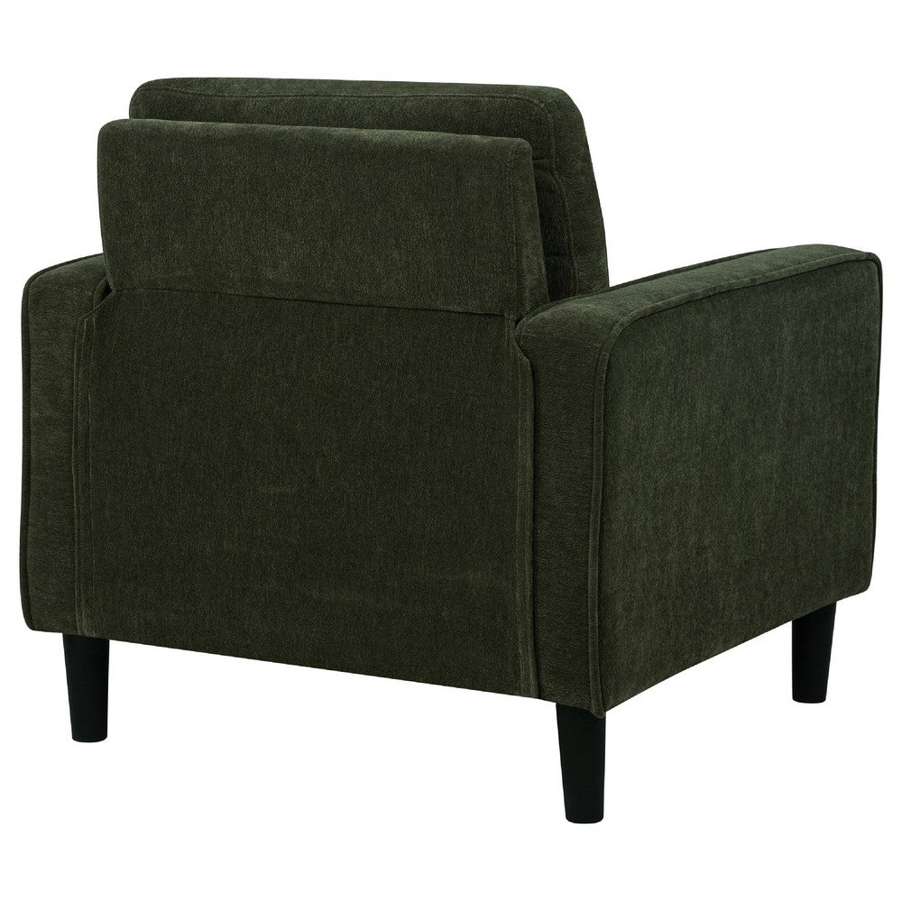 Benjara Rumi Accent Club Chair, Track Arms, Foam Fill Matcha Green Upholstery