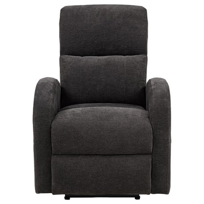 Benjara Nami Power Recliner Chair, Curved Arms, Foam Fill Charcoal Gray Upholstery